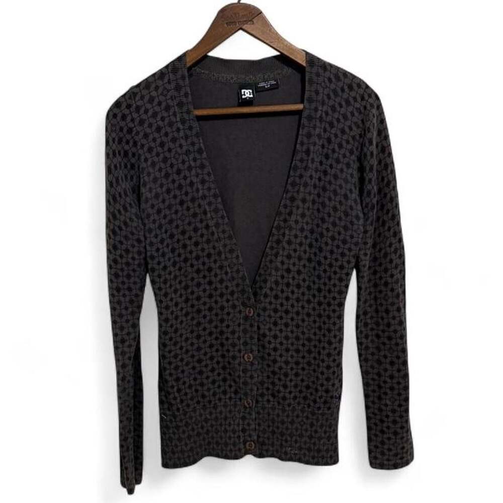 DC Shoes Women's Geometric Pattern Button-Down V-Neck Cardigan Sweater